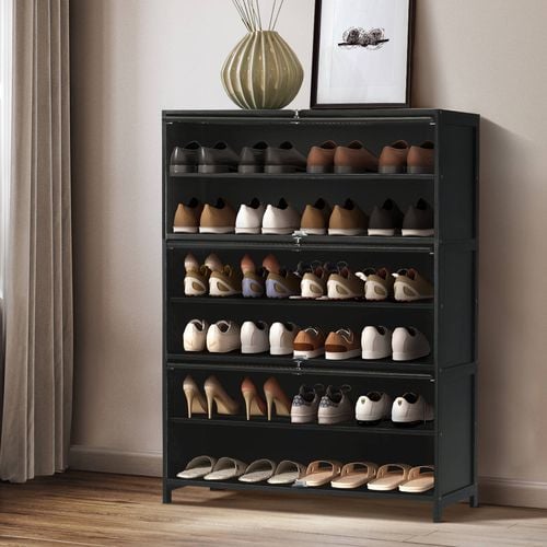 Oikiture 6 Tier 3 Flip up Doors Shoe Storage Cabinet Shoes Rack Organiser Shelf Bunnings Australia