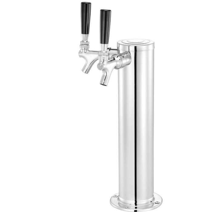 VEVOR Double Taps Draft Beer Tower Dispenser Silver Stainless Steel Keg for Brewing