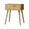 Oikiture Bedside Table Rattan Storge Cabinet Furniture
