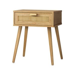 Oikiture Bedside Table Rattan Storge Cabinet Furniture