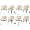 Oikiture 8PCS Armchair Dining Chair Accent Chairs Tub Armchairs Sherpa White