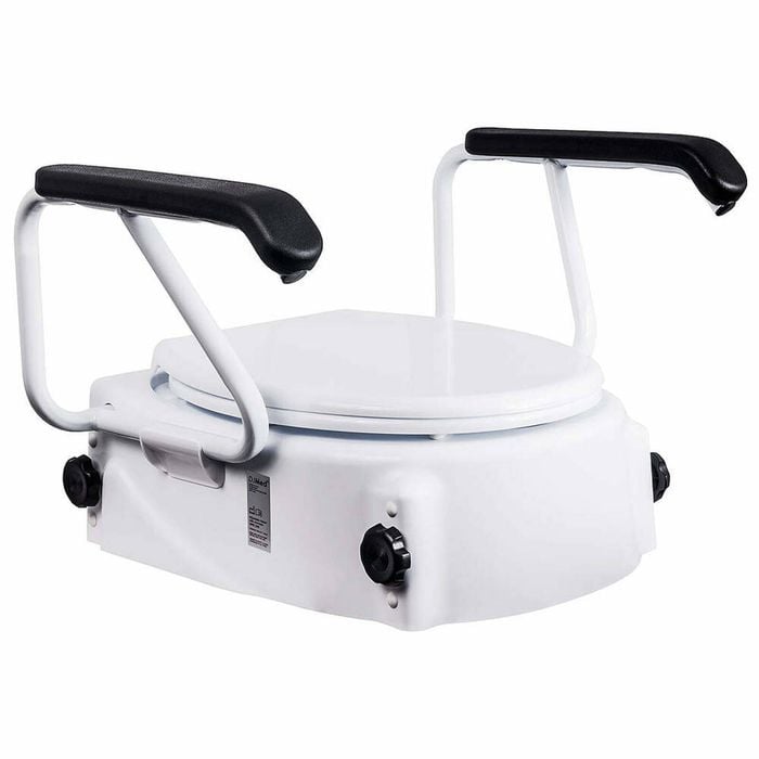 Adjustable Raised Toilet Seat With Armrests - 50-150mm Height Fits Aussie Toilets