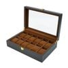 Catzon Watch Display Box For Men Wooden Jewellery Storage Case With Glass Top-12slot