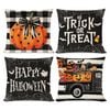 Catzon 4 Pcs Scary Throw Pillow Covers Linen Cushion Case for Decor 40X40cm