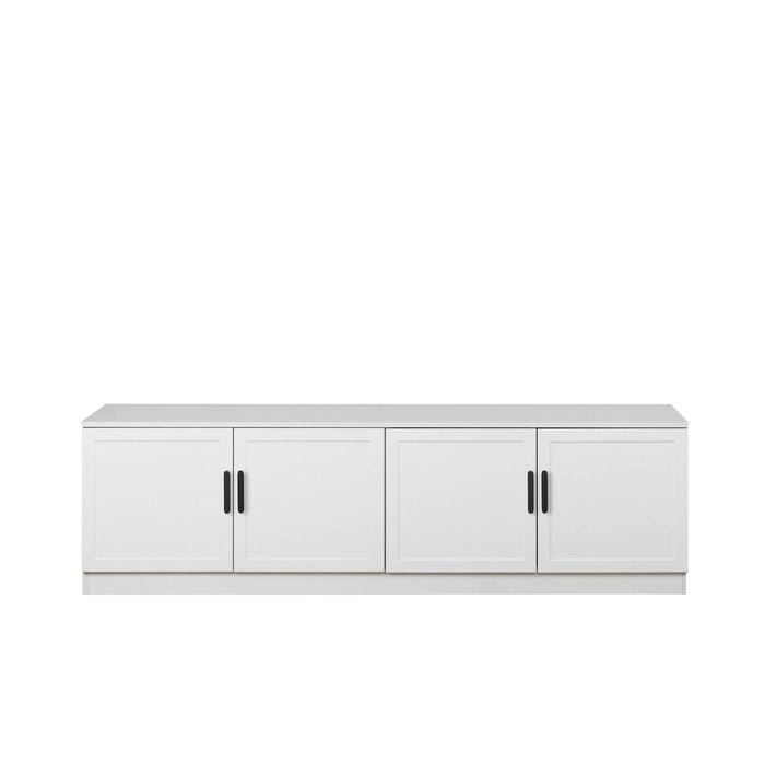 European Cabinetry White Hampton Oval Black Handles Bucharest TV Unit