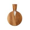 Alex Liddy Acacia Round Board And Cheese Knife Set