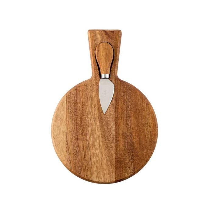 Alex Liddy Acacia Round Board And Cheese Knife Set