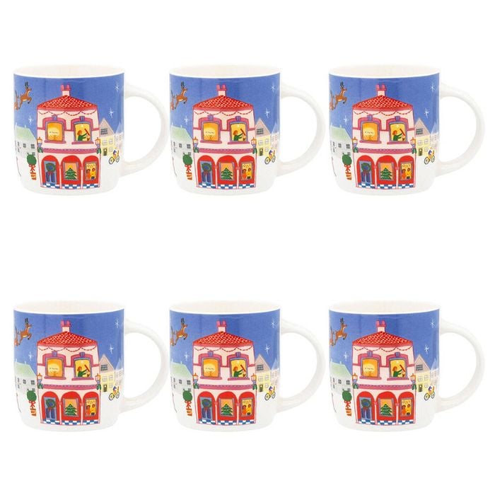 6PK Porto Night Before Christmas New Bone China Drinking Mug 330ml Santa Sleigh