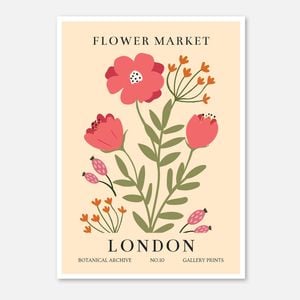 Galrie Charming Vintage Flower Market Botanical Art Print London Edition, Poster Only, A0 84 x 119cm (33 X 47inch)
