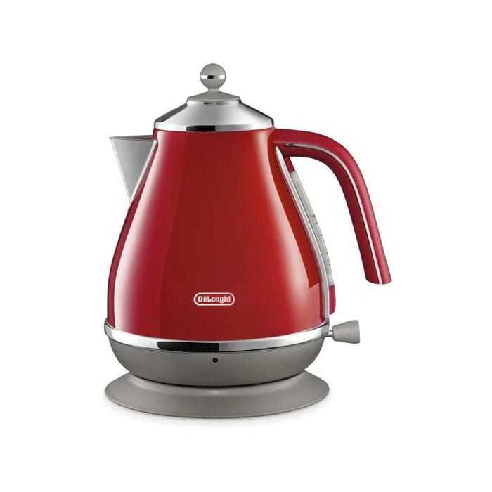Delonghi 1.7L Icona Capitals Electric Cordless Kettle Stainless Steel Red
