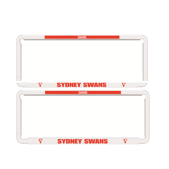 2x OFFICIAL AFL SYDNEY SWANS Car Number Plate Frame Cover Surround