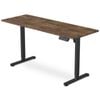 FORTIA Sit to Stand Standing Desk, 160x60cm, 72-118cm Height Adjustable, Walnut Style Desktop/Black Frame