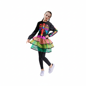 More Than Party Rainbow Skeleton Halloween Costume Colourful Dress Leggings 6-9y