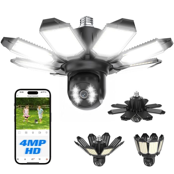 Advwin Wireless Security Floodlight Camera, Security Camera Home Surveillance, PIR Motion Alarm, 2-Way Audio for Work Shop