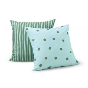 Dreamaker Pippa Polka Dot & Stripe Reversible European Pillowcase Twin Pack Sky/Green
