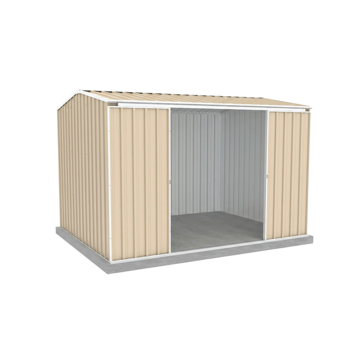 Absco Sheds 3.0 x 2.26 x 2.00m Classic Cream Ezislider Double Sliding Door Garden Shed