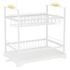 CARLA HOME 2-Tier Large Dish Drying Rack with Drainboard, Utensil Holder, Glass Hooks & Cutlery Storage (White)