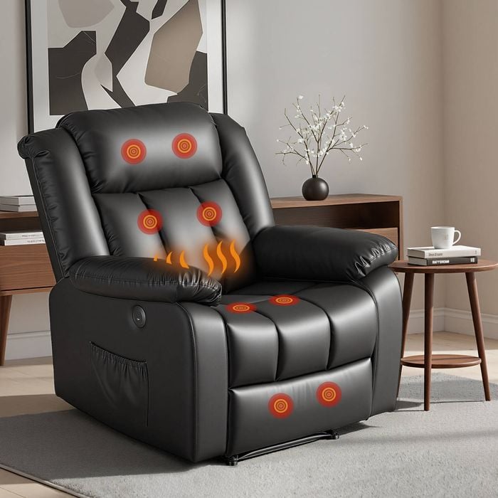 Artiss Massage Recliner Chair For Living Room Leather Sofa With 2 Usb Black