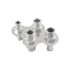 Cal Custom Polished Aluminium 4 Port A/C & Heater Bulkhead with 1 Push On Fitting