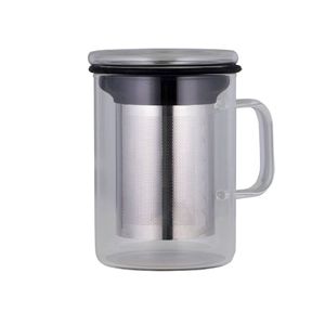 Avanti Borosilicate Glass Tea Mug with Lid + Infuser 420ml - Black