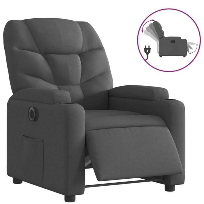 vidaXL Electric Recliner Chair Office Armchair Single Sofa Dark Grey Fabric