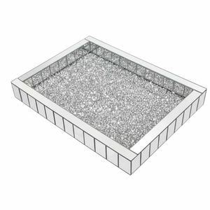P&P Silver Crushed  Diamond Mirrored Tray For Decorative And Serving Purposes(Rectangular)