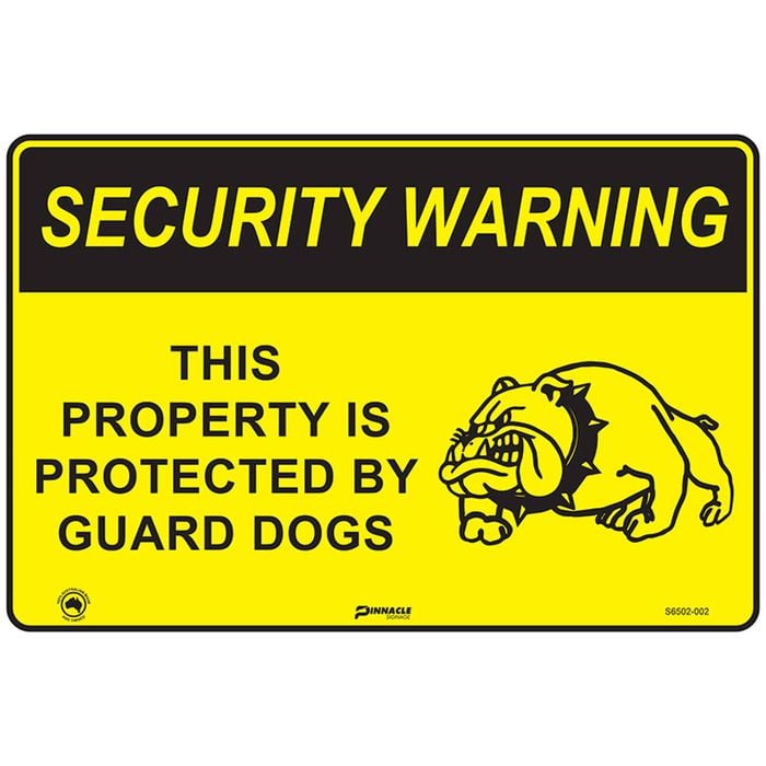 Pinnacle 600 x 400mm Poly Security Warning Guard Dogs Sign