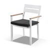Outdoor Capri Aluminium Dining Chair With Teak Timber Arm Rests - White