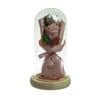 Preserved Dried Rose Flower 21cm Floral Set in Glass Dome w/ Fairy Lights in Pink - Pink/Pink | Preserved Flower
