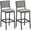 Costway Outdoor Bar Stool Set 69cm Counter Barstool Cushions Poolside