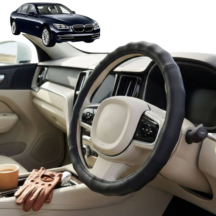 Australian Goose Steering Wheel Cover for BMW 7 Series 2009 - 2015 (F01 F02 F03 F04) Circle Black