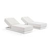 Whitehaven Outdoor Aluminium Single Sun Lounge Set In Sunbrella White & Canvas Cushions