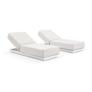 Whitehaven Outdoor Aluminium Single Sun Lounge Set In Sunbrella White & Canvas Cushions