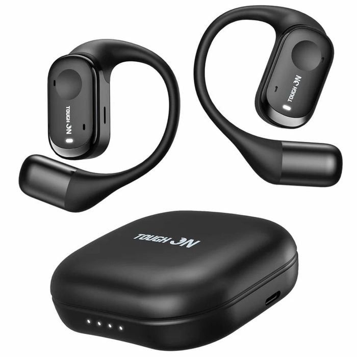 Tough On True Open Ear Earbuds OpenPlus Wireless Bluetooth 5.3 Headphones Black