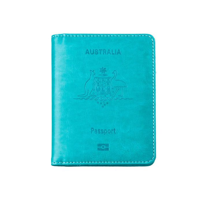 Catzon Australia Passport Holder With Card Slots Rfid Blocking For Travel-light Blue