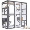 Advwin Walk-In Large Cat Catio Wooden Cat Cage House Enclosure with Asphalt Roof Outdoor