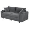 Advwin 182cm 2 Seater Sofa Corduroy Modular Lounge Couch w/ Storage Armrests & Cup Holder Grey