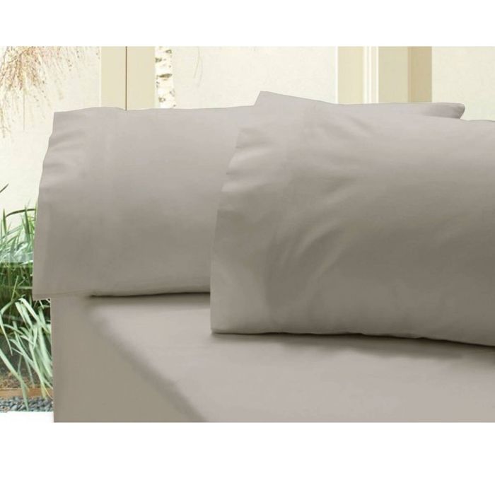 Bloomington Revive 400TC Cotton Sateen Combo Fitted Sheet Set Double (No Flat) Bone Grey