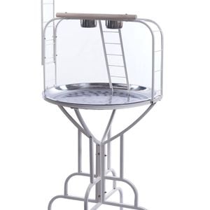 Yes4pets White Bird Cage Parrot Playpen Gym Toy Stand With Ladder On Wheels