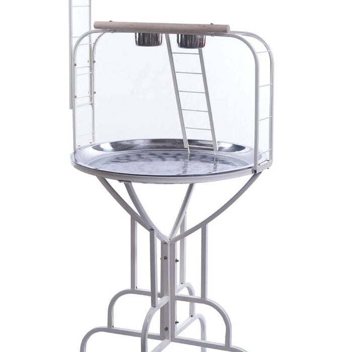 Yes4pets White Bird Cage Parrot Playpen Gym Toy Stand With Ladder On Wheels