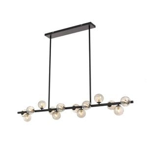 Telbix Moran Modern 14 Lights Pendant Hanging Lamp Light Metal Glass Black Smoke Matte