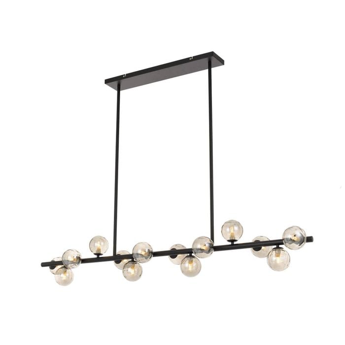 Telbix Moran Modern 14 Lights Pendant Hanging Lamp Light Metal Glass Black Smoke Matte