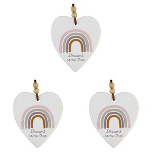 3x Ceramic Hanging 9cm Heart Rainbow Dreams w/Hanger Ornament Home/Office Decor