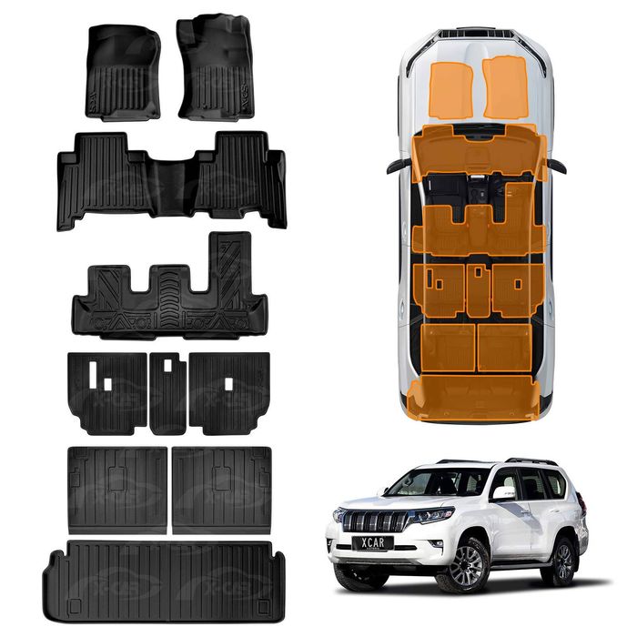 Floor Mats Boot Liner for Toyota Prado 150 7-Seat 2009-2024 Cargo Kick Back Seat Cover