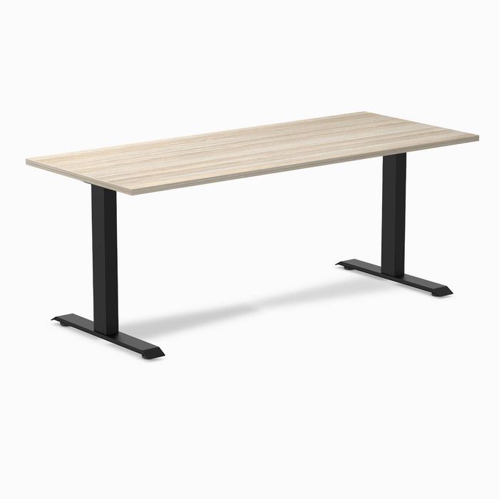 Desky Fixed Height Melamine Office Desk Matte Black Frame 180cm