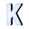 Lit Up 3D Led Letter K Illuminated Opal Acrylic 100mmHx92mmWx23mmD