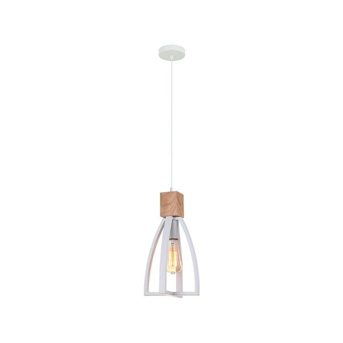 CLA Lighting FARO Wood Convex Cone Pendant Light - White