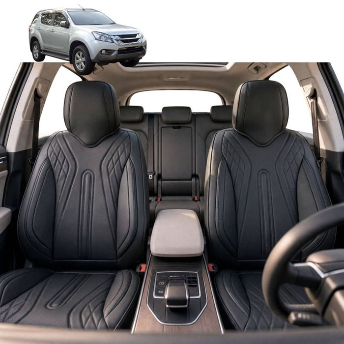 Australian Goose Front Seat Covers for Isuzu MU-X 2013 - 2020 (RF) - PU Leather, Black (2pc)