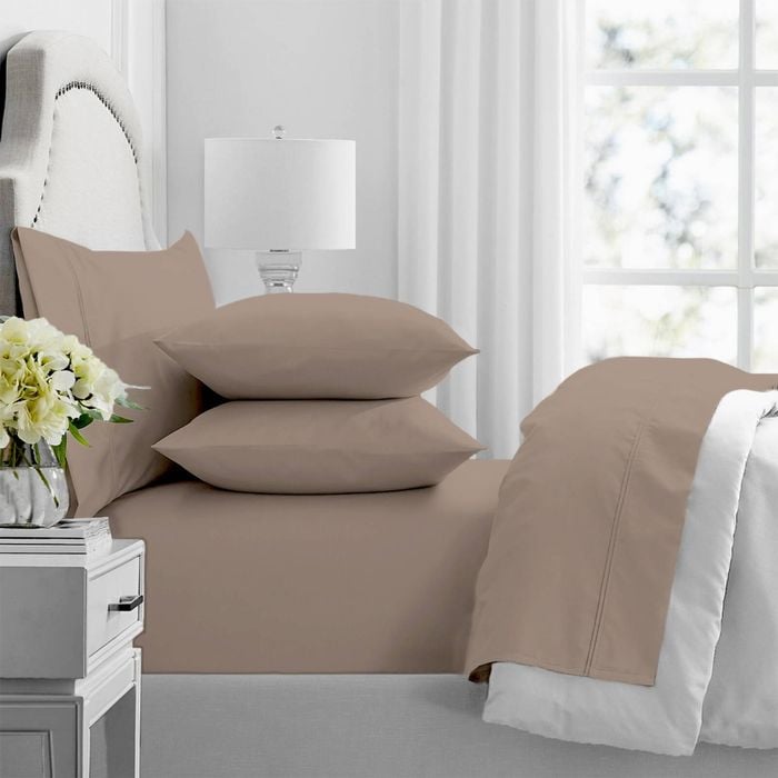 4pc Renee Taylor 1000TC Premium Egyptian Cotton Soft Sheet Set Sand Queen