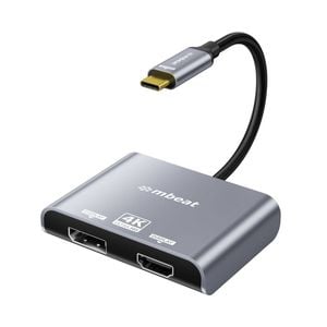 Mbeat Tough Link USB USB-C to DisplayPort and HDMI Dual 4K 60Hz MST Adapter (Space Grey)